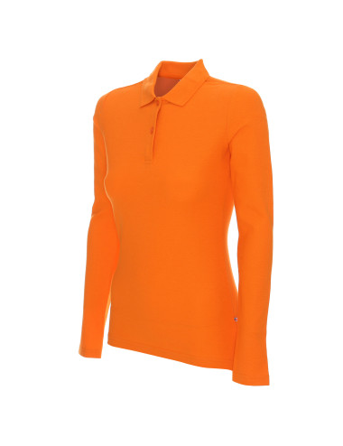 Polo k damen lang baumwolle orange Promostars