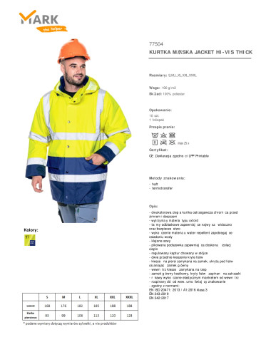 Warnschutzjacke für Herren, dick, gelb/marineblau Promostars