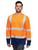 Hi-vis t-shirt long pomarańczowy ostrzegawczy/granatowy Promostars