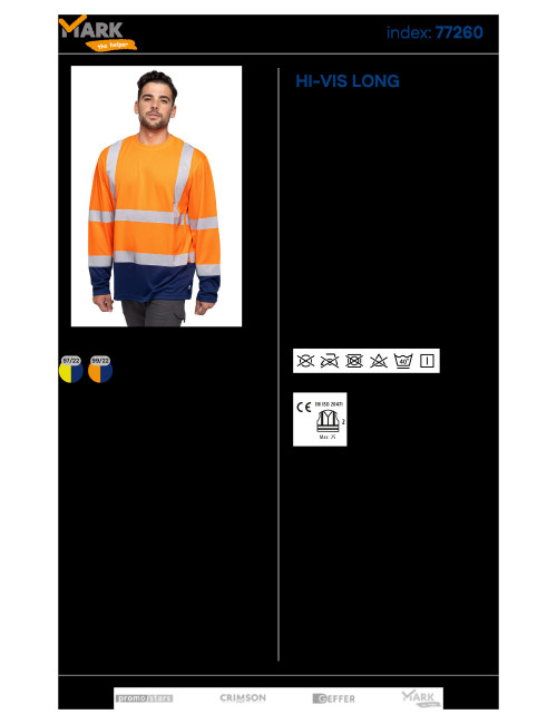 Hi-vis t-shirt long pomarańczowy ostrzegawczy/granatowy Promostars