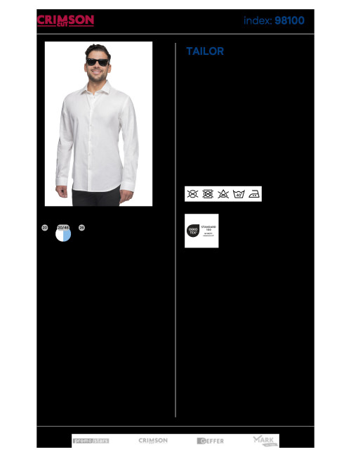 Koszula firmowa męska Promostars Tailor biała 100% bawełna