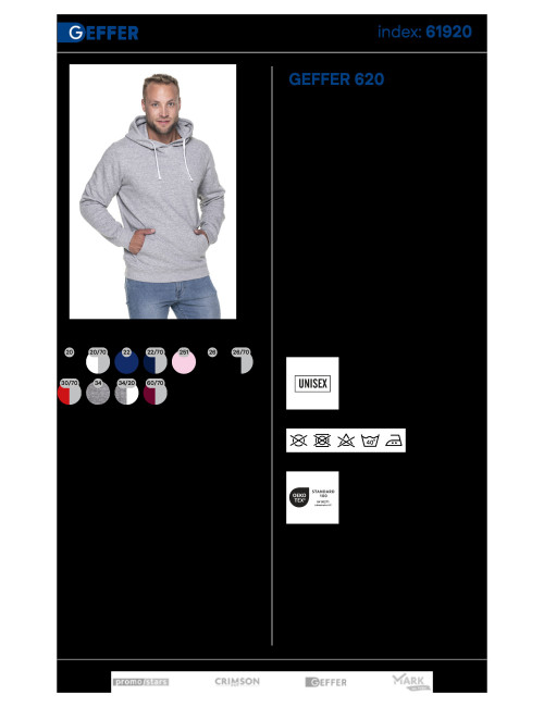 Geffer 620 light gray melange/white Promostars