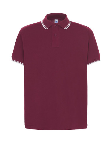 JHK Herren-Polohemden POLO PORA 210 JH BU/WH - Burgunderrot/Weiß