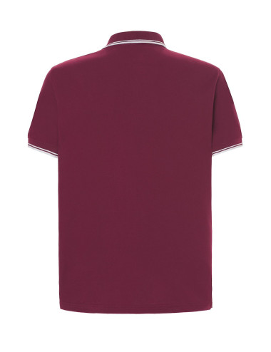 JHK Koszulki polo Męskie POLO PORA 210 JH BU/WH - Burgundy/White