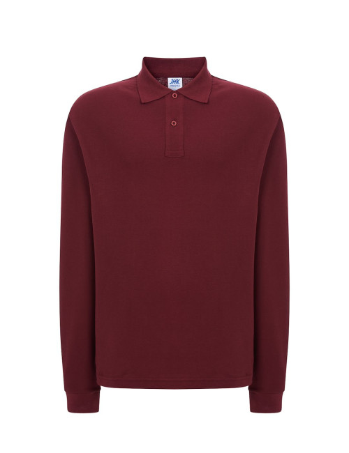 JHK Herren-Poloshirts POLO PORA 210 LS BU – Burgunderrot