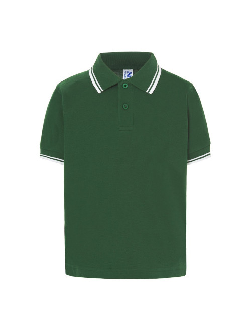 JHK Kinder-Poloshirts PKID 210 BGWH – Flaschengrün/Weiß