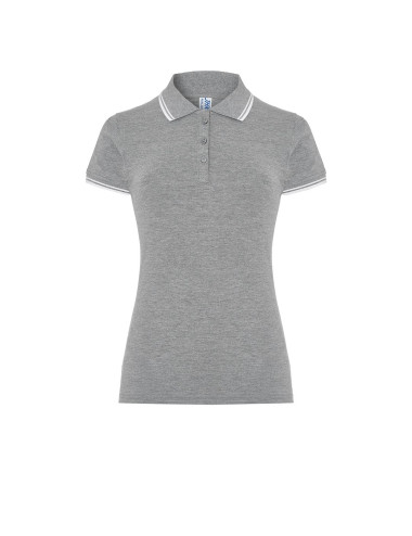 JHK Damen-Poloshirts POPL 200 GMWH – Grau meliert/Weiß