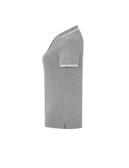 JHK Damen-Poloshirts POPL 200 GMWH – Grau meliert/Weiß
