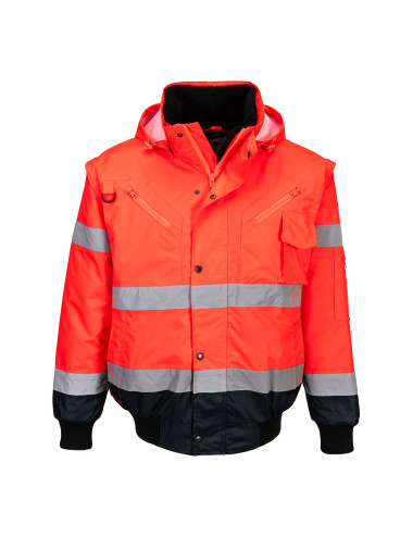 Portwest Hi-Vis 3-in-1-Bomberjacke Rot/Marineblau