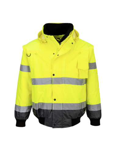 Kontrastowa kurtka ostrzegawcza Bomber 3 w 1 Żółto/Szary Portwest