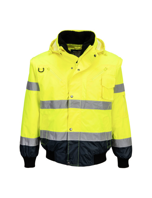 Kontrastowa kurtka ostrzegawcza Bomber 3 w 1 Żółto/Granatowy Portwest