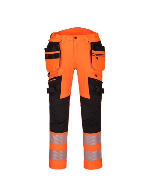 Portwest DX4 Hi-Vis Trousers with Detachable Holster Pockets Orange/Black