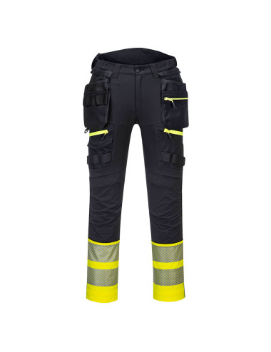 Portwest Class 1 DX4 Hi-Vis Trousers with Holster Pockets Yellow/Black