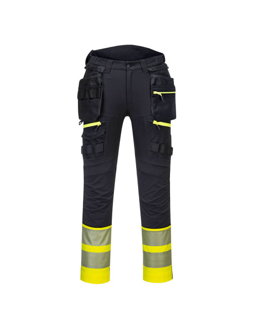 Portwest Class 1 DX4 Hi-Vis Trousers with Holster Pockets Yellow/Black