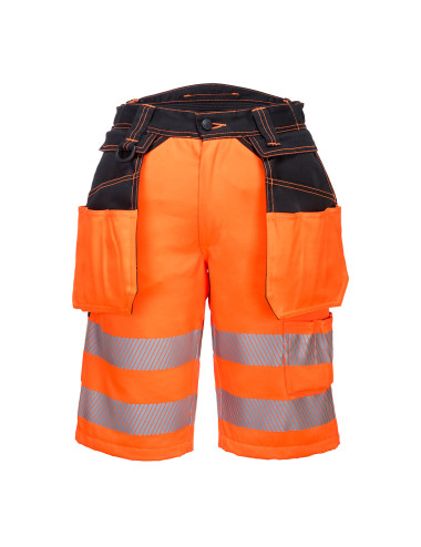 Portwest PW3 Hi-Vis Shorts with Holster Pockets Orange/Black