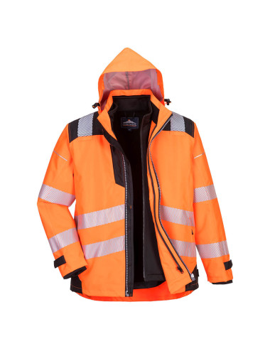 Portwest PW3 Hi-Vis 3-in-1 Jacket Orange/Black