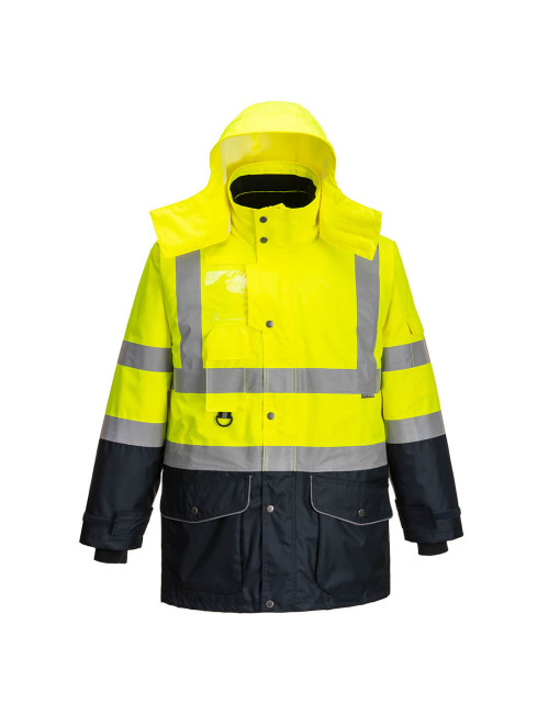 Portwest 7-in-1 Hi-Vis Traffic Jacket Yellow/Navy