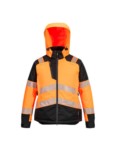 Portwest PW3 Women's Hi-Vis Winter Jacket Orange/Black