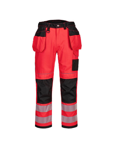 Portwest PW3 Warnschutzhose mit Holstern, Rot/Schwarz