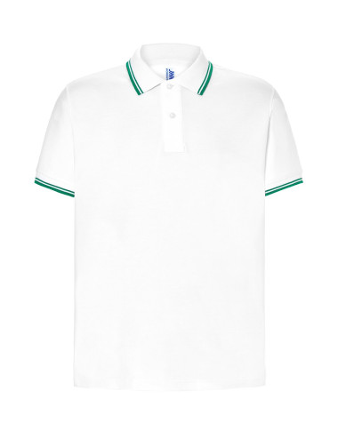 JHK Men's Polo Shirt POLO PORA 210 CONTRAST WH/KG - White/Kelly Green
