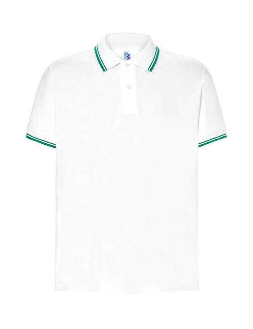 JHK Men's Polo Shirt POLO PORA 210 CONTRAST WH/KG - White/Kelly Green