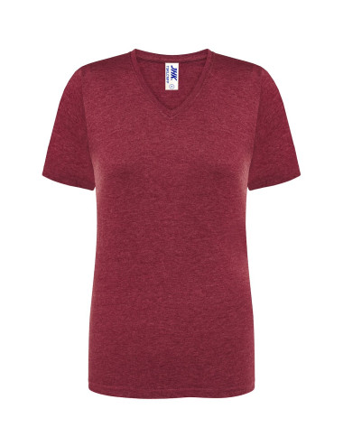 JHK Koszulka damska TSRL CMFP LADY COMFORT V-NECK BUH - Burgundy Heather