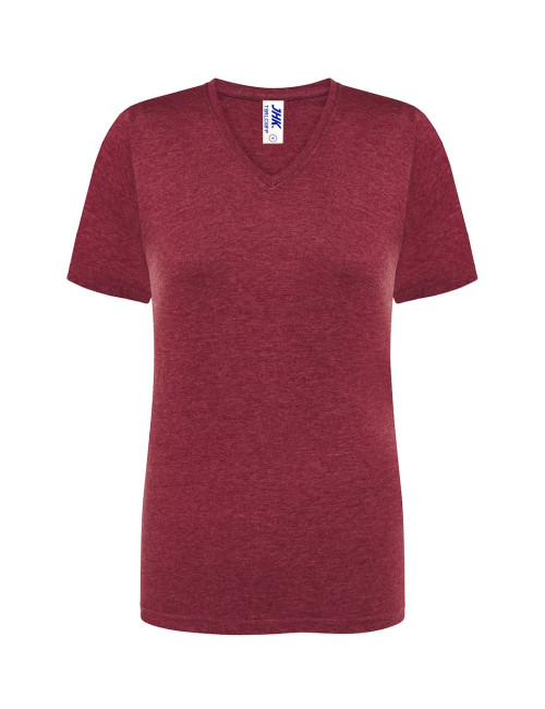 JHK Koszulka damska TSRL CMFP LADY COMFORT V-NECK BUH - Burgundy Heather