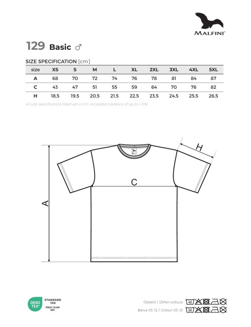 Herren T-Shirt Adler Malfini Basic 129 Weiß