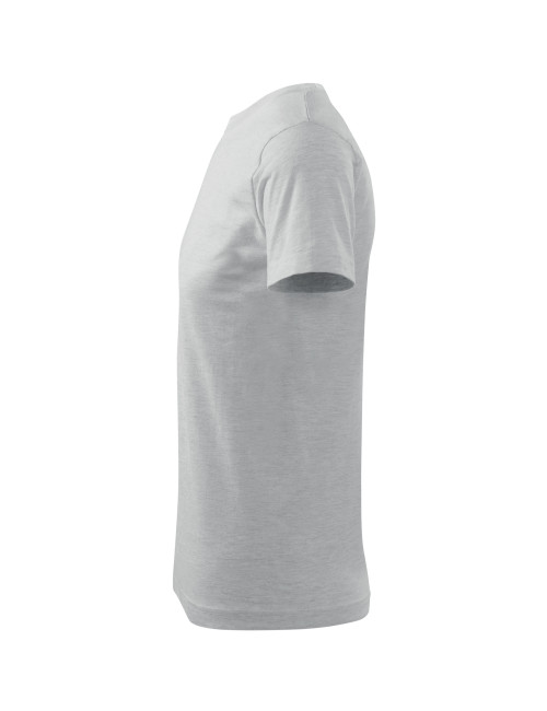 Adler MALFINI Herren T-Shirt Basic 129, hellgrau meliert, Logo-Stickerei
