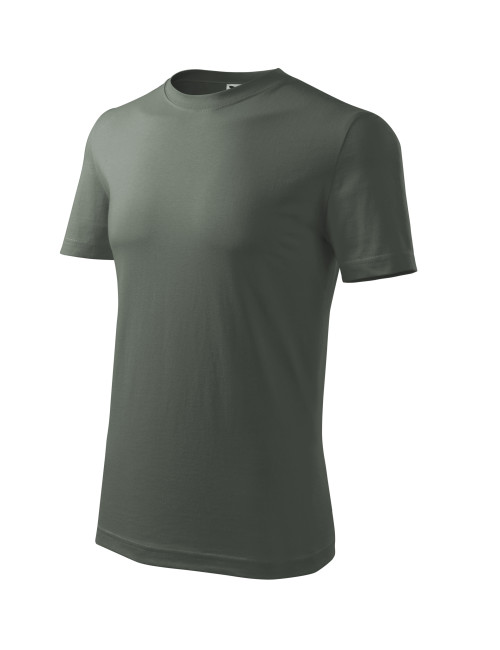 Adler MALFINI Herren T-Shirt Classic New 132 dunkelkhakifarbene Logo-Stickerei