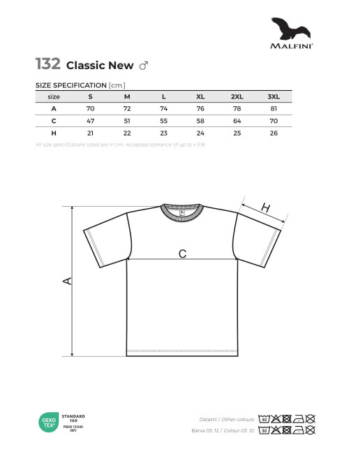 Adler MALFINI Herren T-Shirt Classic New 132 grüne Apfel-Logo-Stickerei