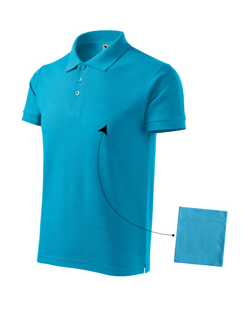 Adler MALFINI Koszulka polo męska Cotton 212 turkus z nadrukiem, haft