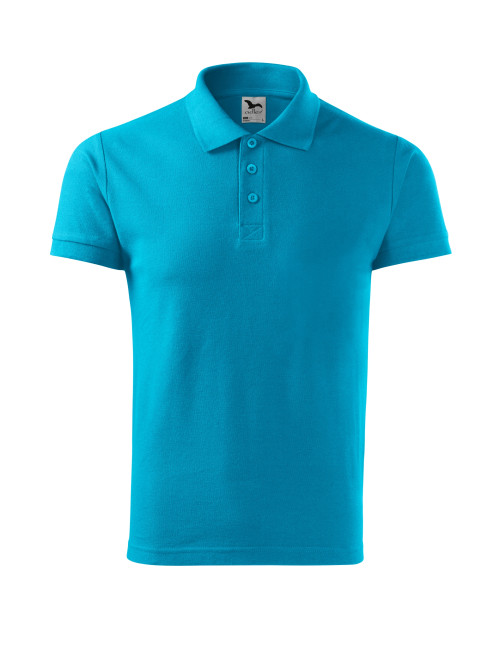 Adler MALFINI Herren Poloshirt Baumwolle 212 türkis mit Aufdruck, Stickerei