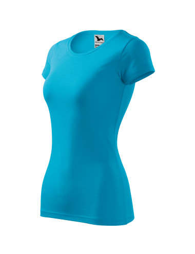 Koszulka Damska SLIM-FIT dopasowana 5% elestan GLANCE 141 turkus haft