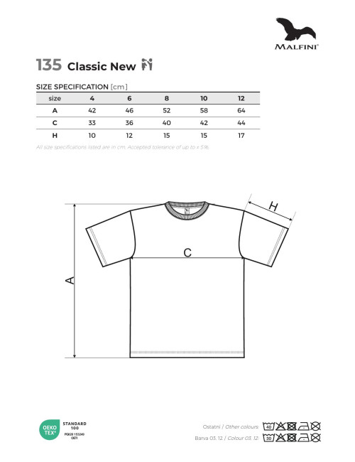 Koszulka dziecięca classic new 135 żółty Adler Malfini