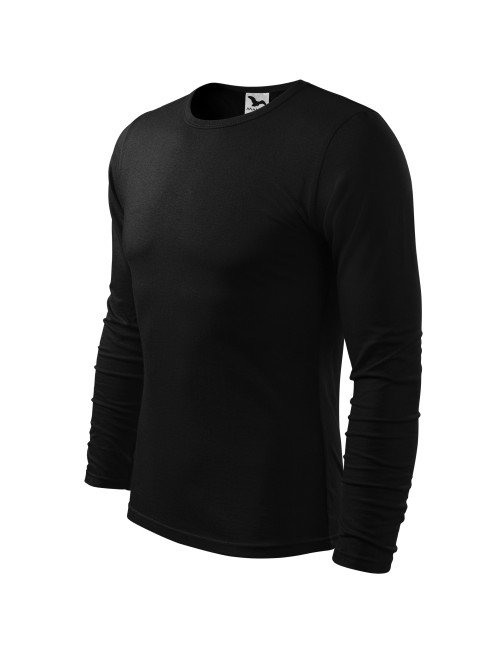 Adler MALFINI Herren T-Shirt Fit-T Long Sleeve 119, schwarze Logo-Stickerei