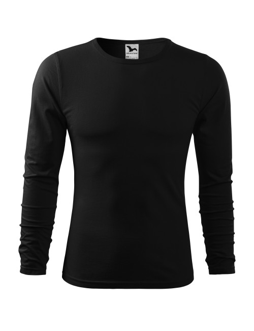 Adler MALFINI Men`s Fit-T Long Sleeve 119 Black Embroidery Logo