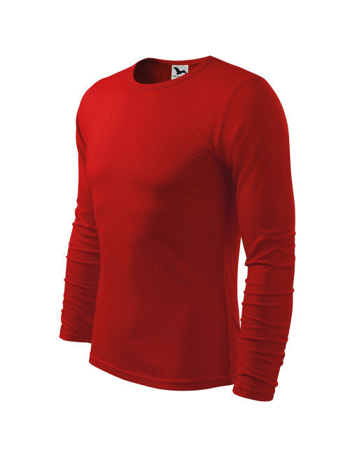 Adler MALFINI Herren T-Shirt Fit-T Langarm 119 rote Logo-Stickerei