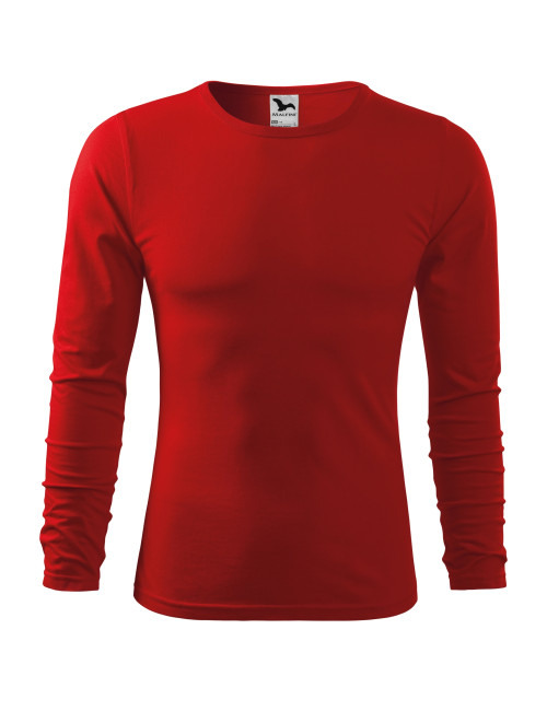 Adler MALFINI Men`s Fit-T Long Sleeve 119 Red Embroidery Logo