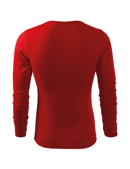 Adler MALFINI Herren T-Shirt Fit-T Langarm 119 rote Logo-Stickerei
