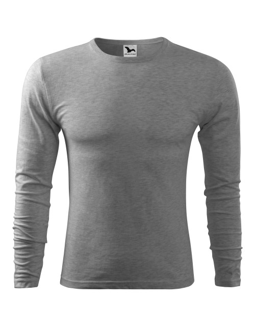 Adler MALFINI Herren T-Shirt Fit-T Langarm 119 dunkelgrau meliert