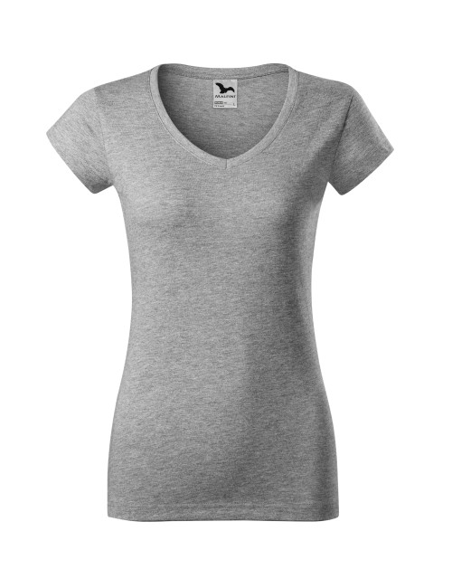 Damen-T-Shirt mit V-Ausschnitt 162, dunkelgrau meliert Adler Malfini