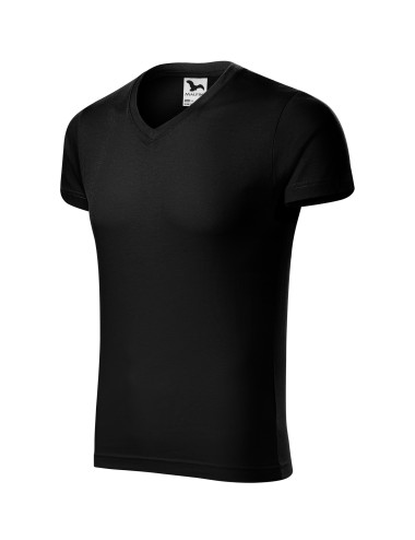 Adler MALFINI Koszulka męska Slim Fit V-neck 146 czarny odzież robocza