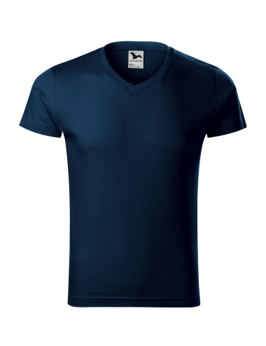 Adler MALFINI Men`s Slim Fit V-neck 146 navy blue embroidery logo