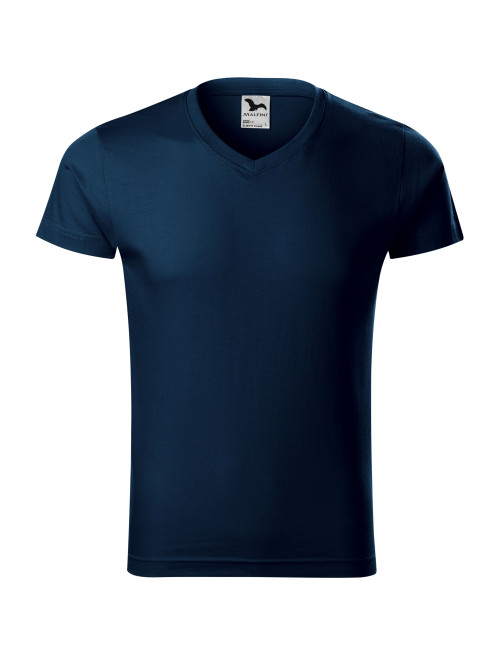 Adler MALFINI Men`s Slim Fit V-neck 146 navy blue embroidery logo