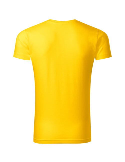 Adler MALFINI Men`s T-shirt Slim Fit V-neck 146 yellow company logo embroidery