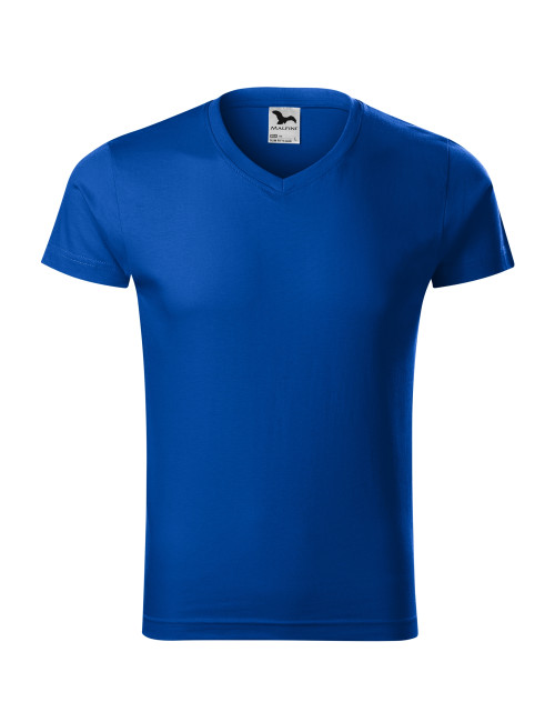 Adler MALFINI Men`s T-shirt Slim Fit V-neck 146 cornflower blue embroidery logo