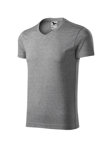 Adler MALFINI Men`s Slim Fit V-neck T-shirt 146 dark gray melange