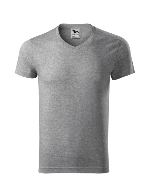 Adler MALFINI Koszulka męska Slim Fit V-neck 146 ciemnoszary melanż