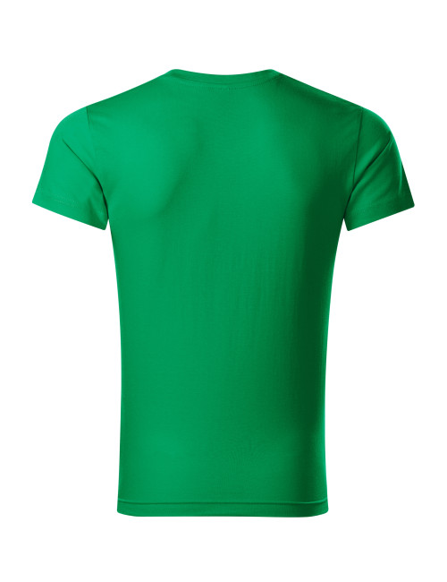 Adler MALFINI Koszulka męska Slim Fit V-neck 146 zieleń trawy haft